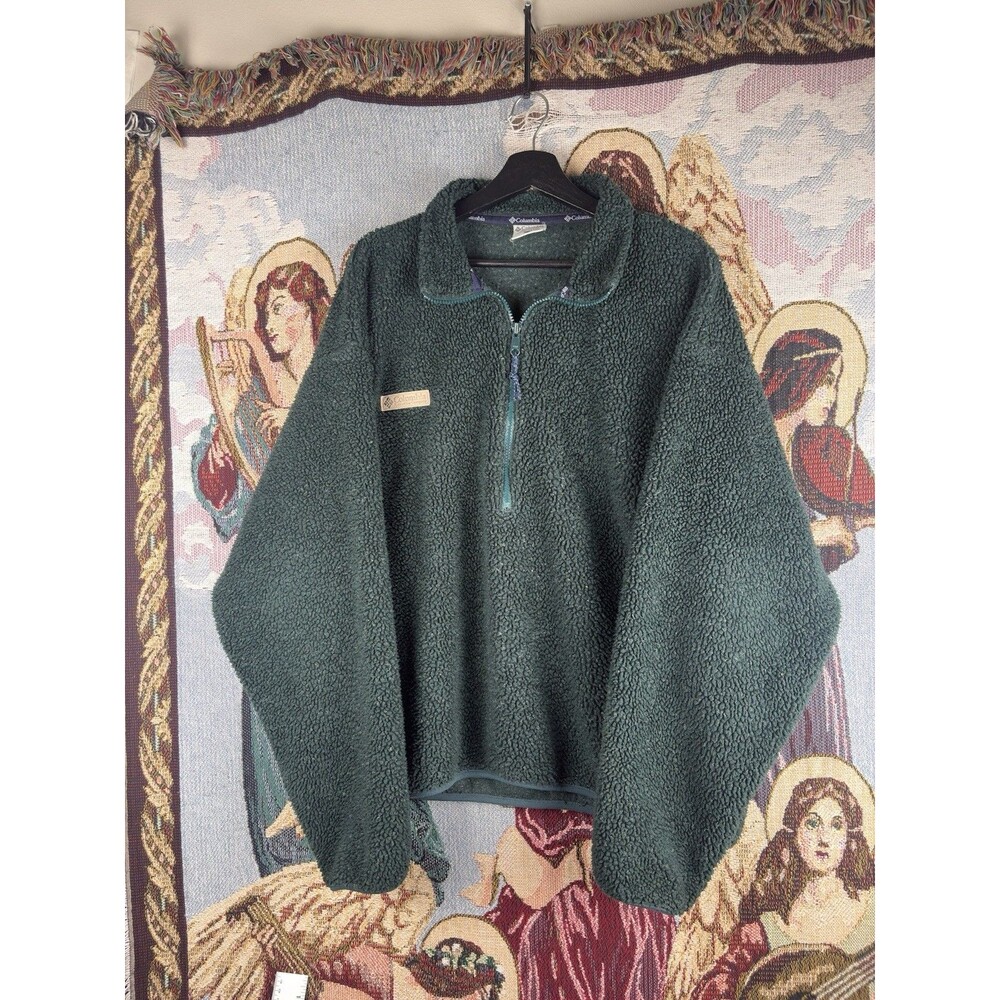Columbia Sportswear Men's Fleece Jacket Green Size Lg Vintage Made in USA Zip